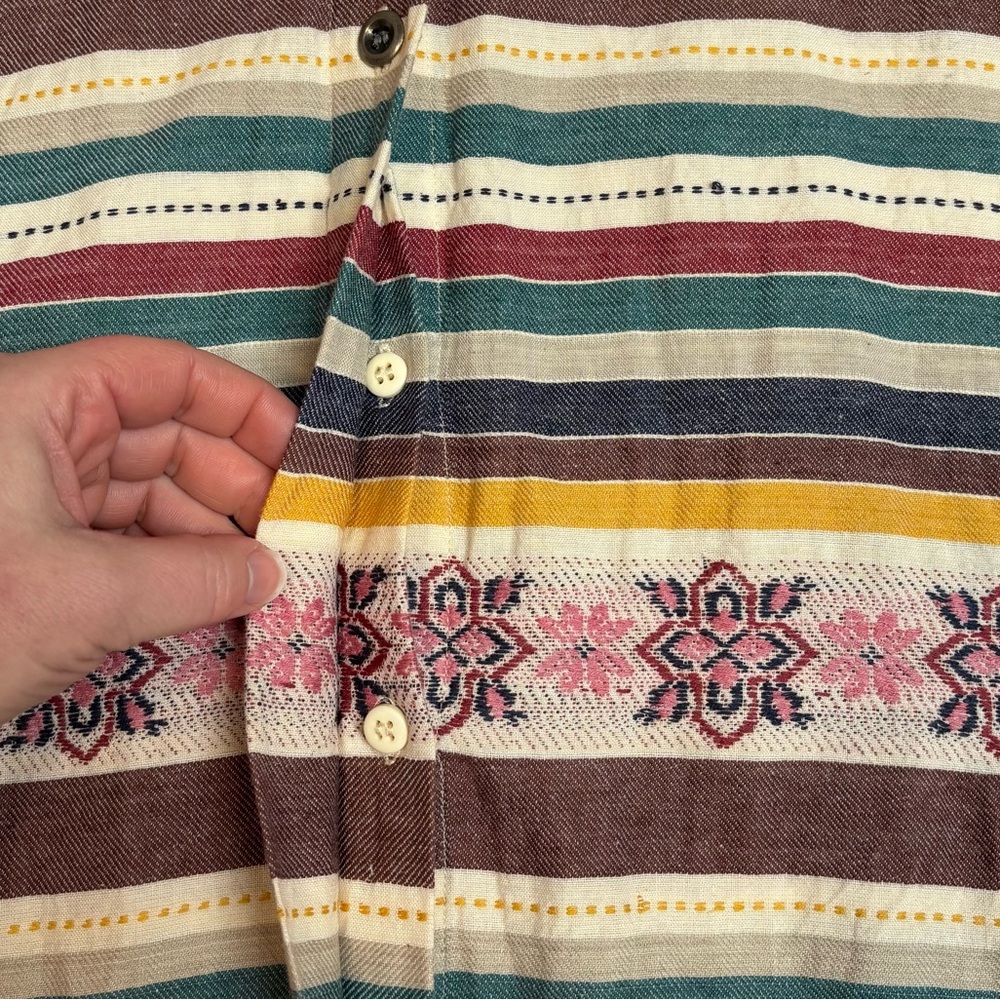 Backroad Blues striped and embroidered button down, large - Picture 4 of 9